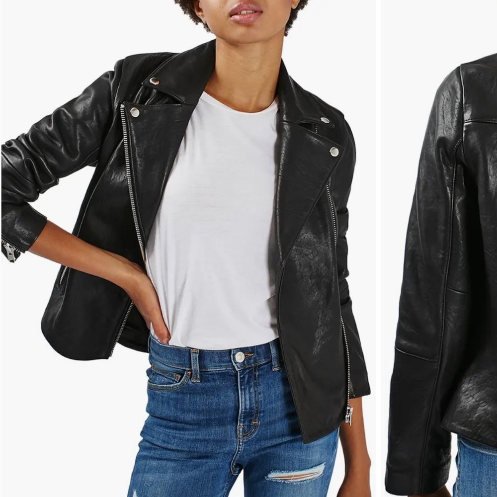 🖤 Gorgeous TOPSHOP 100% genuine leather motorcycle jacket - UK 10 / US 6